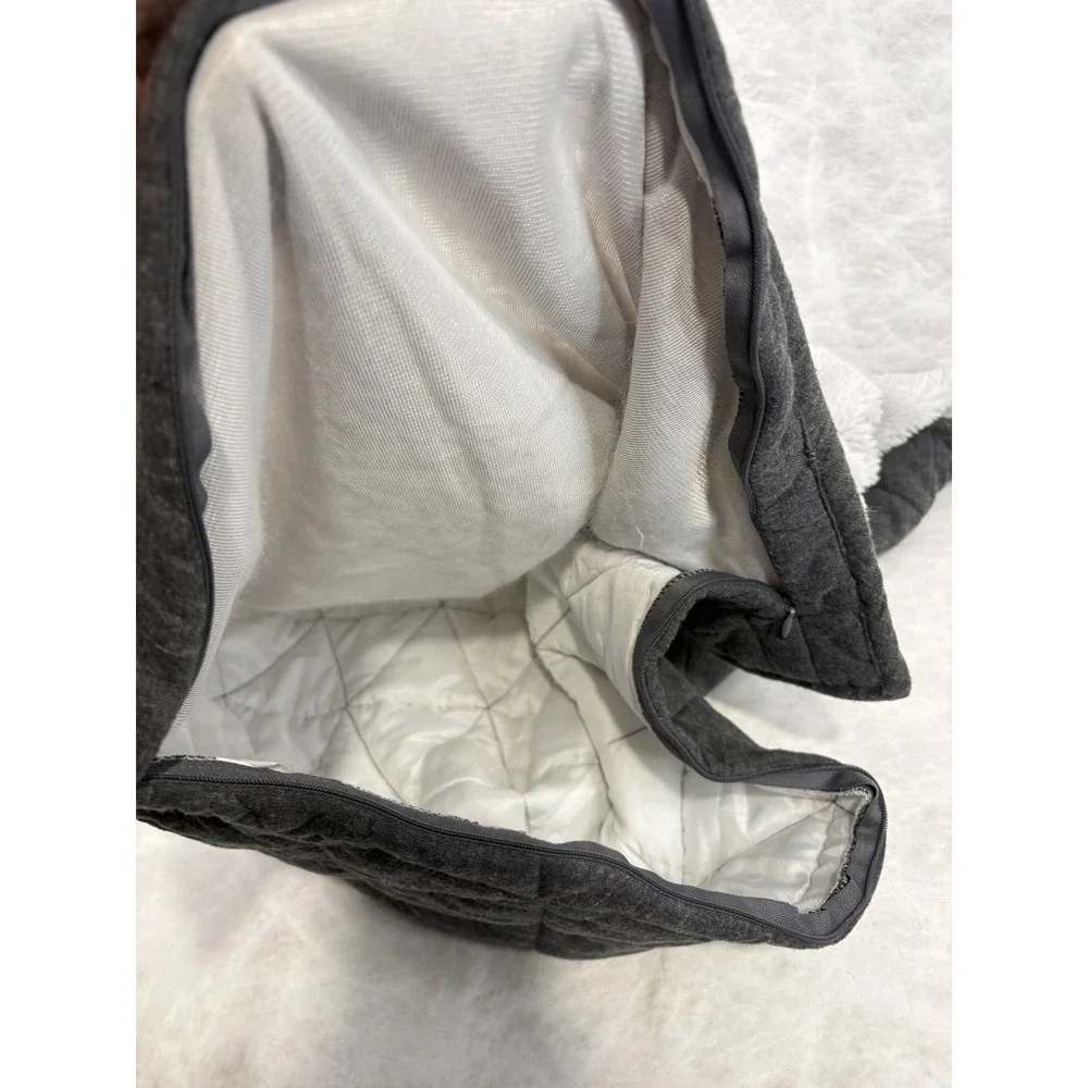 UGG Charcoal Grey Quilted Diamond Faux Fur Reverse Euro Pillow Cover 26x26